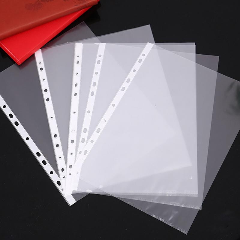 

100pcs A4 Sheet Protectors 11holes Transparent Plastic Bag Paper Organizer Document Bag Clear File Bag For Loose Leaf Documents