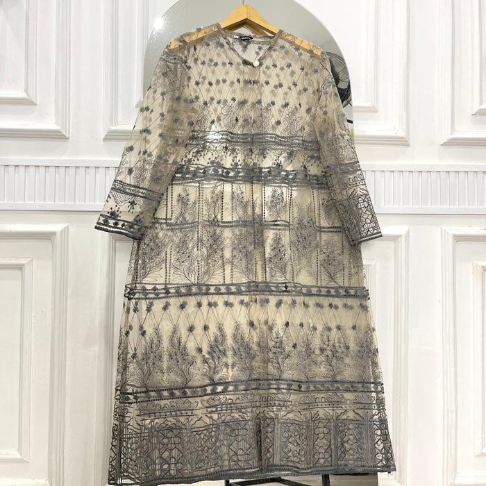 Septiana - Outer Brukat Tile Motif Etnik sapto Wanita Baju Muslim kondangan - Sage Green, M