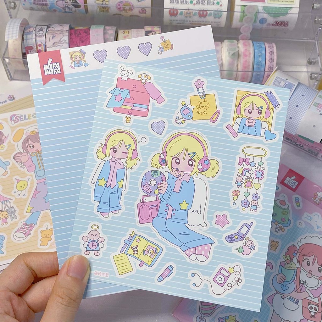 

Scrapbooking Stickers Kawaii Decorative Character Stickers for Arts Diy Crafts Album Journal Planner Decal Stickers