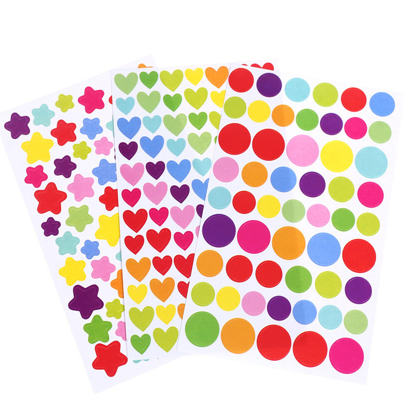 

6sheets/pack Hearts Stars Dots Stationery Stickers Adhesive Paper Label Flake Aesthetic DIY Diary Scrapbook Decor Sticker Kawaii