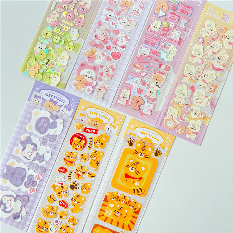 

1Pc Ins Cute Cartoon Funny Tiger Series Laser Decorative Sticker For DIY Style Decorative Material Sticker Journaling Stationery