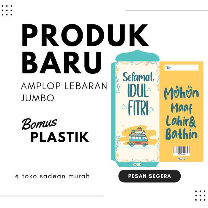 

MUMPUNG PROMO -+500 lembar Grosir Amplop Lebaran Jumbo belum dilem bonus Plastik bahan paper art glossy 85 gram - -+500 lembar TERLARIS