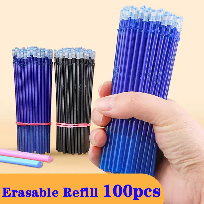 

100Pcs Student Erasable Refill Rod Erasable Gel Pen Sketch Writing Stationery For Art Notebook School Supplies Cute Kids