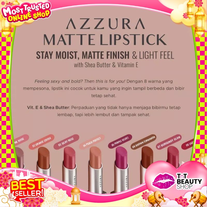 Azzura Matte Lip Series | Lip Cream | Longlasting Lipstick | Matte Lipstick  | TnT Beauty Shop