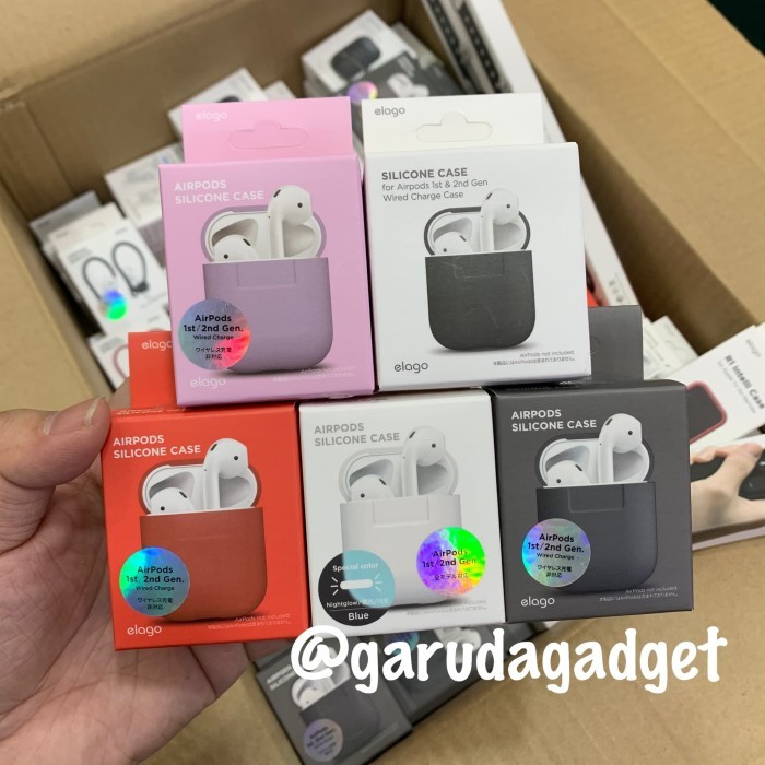 [[Best Seller]] Elago Airpods Silicone Case Black Original - Apple Airpod - Black