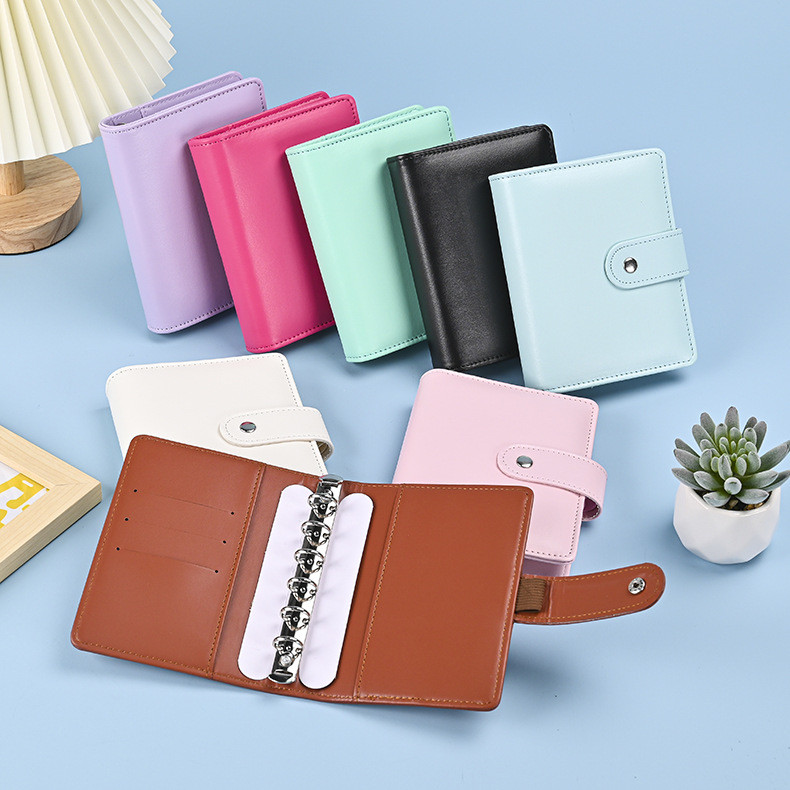 

A7 Macaron Color 6 Ring Binder PU Clip-on Notebook Leather Loose Leaf Notebook Cover Notebooks Journal Kawaii Stationery
