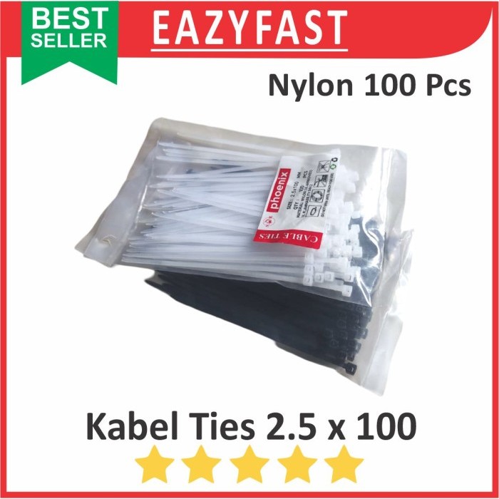 

Cable Ties 2.5x100 Hitam Putih Kabel Tis 2.5 x 100 mm Klip Tali Nylon Tie Lock Pack 100mm 10cm 10 cm