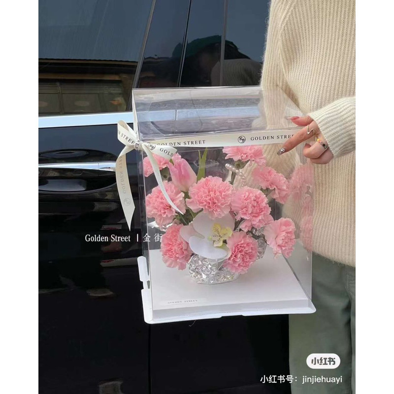 

1set Flower Cake Box Kotak Bunga Mika Bening / Kotak Bunga Kado Boneka Snack Transparent