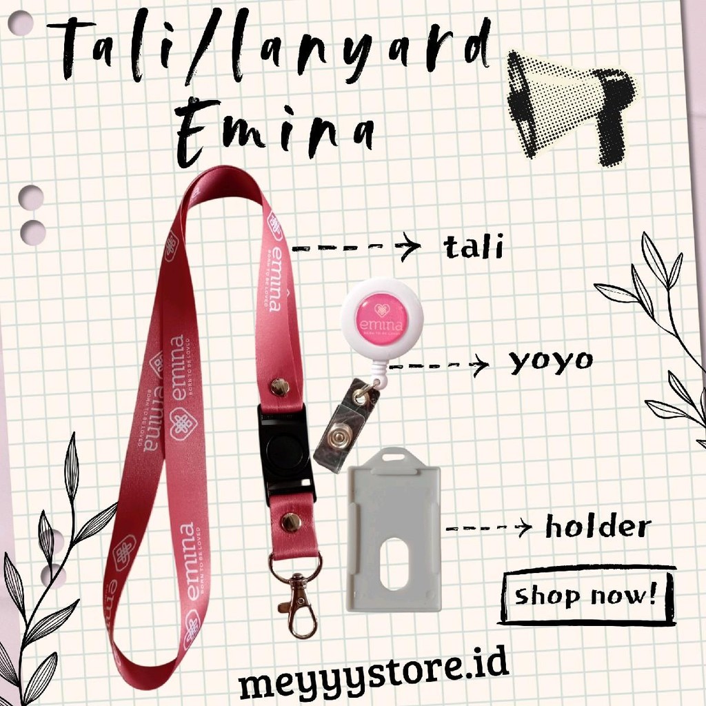 

READYYY Tali Gantungan ID CARD / Lanyard EMINA Cosmetic [STOCK MELIMPAH] Termurahhh Harga Grosir!