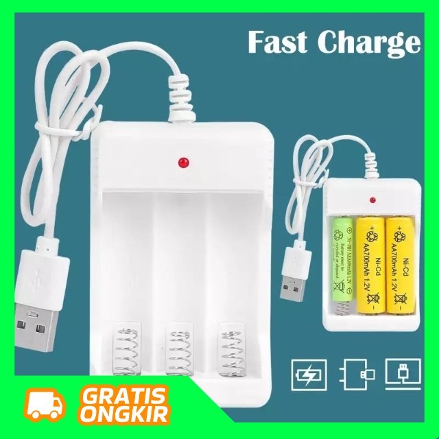 CHARGER 3 SLOT/BATERAI CAS/BATRE CHARGER AA DAN AAA/BATERAI ISI ULANG