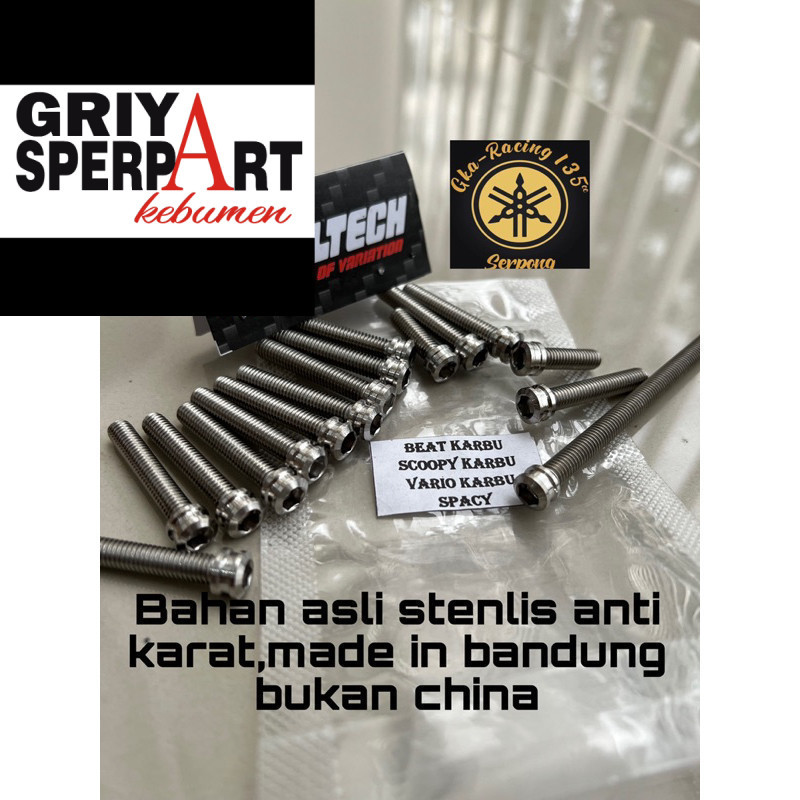 baut  blok cvt beat karbu scoopy karbu vario karbu spacy custome asli stenlis anti karat