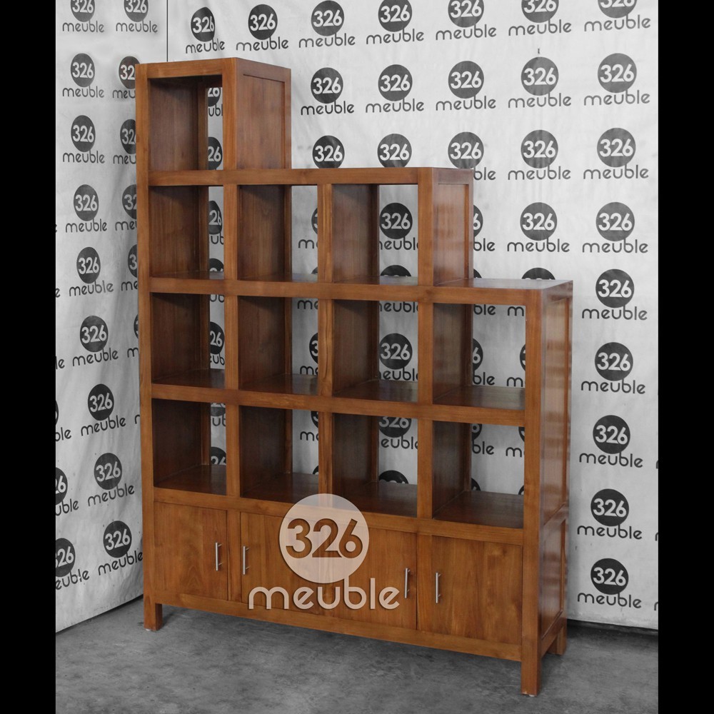 Rak Buku Minimalis Kayu Jati Partisi Ruangan Jati Sekat Ruangan Jati