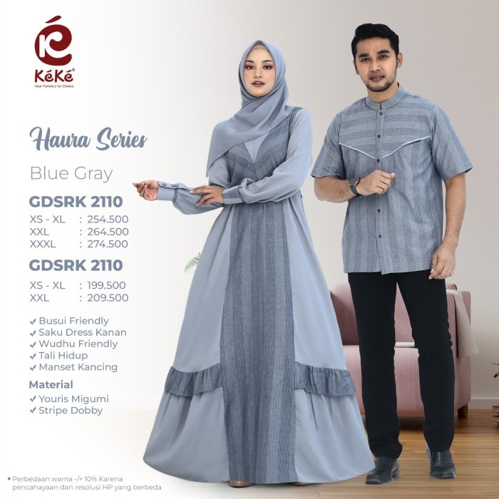 Sarimbit keluarga keke seri haura grey link gamis dewasa