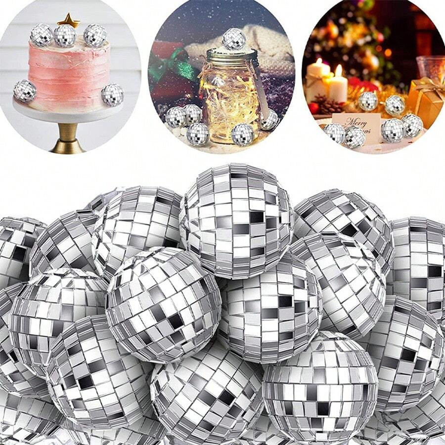 

10pcs Mini Mirror Disco Ball Stage Light Reflective Rotating Bright Silver Glass Ball Wedding Party Christmas Home Ktv Decor