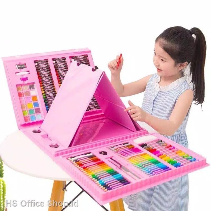 

[New]Promo Alat lukis set crayon 208 pcs crayon oil / pensil warna / Alat melukis - pink