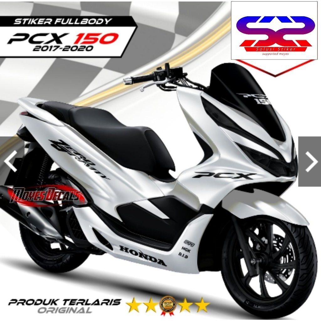 VARIASI Decal Stiker Motor Honda PCX 150 Fullbody Motif Simple Putih
