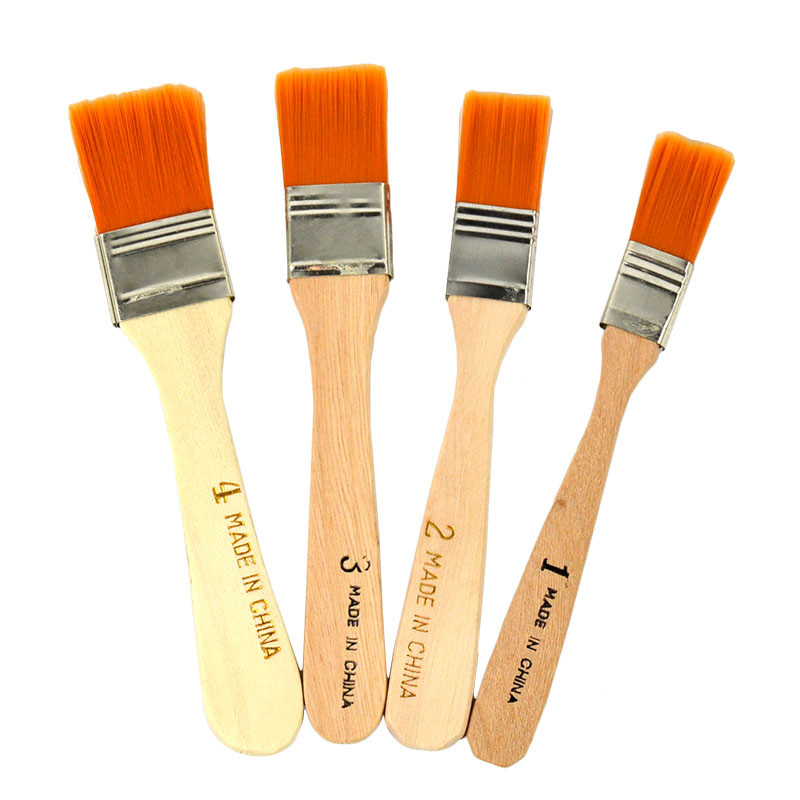 

4Pcs Wooden Handle Nylon Hair Acrylic Oil Painting Brush Kit For Artist Drawing