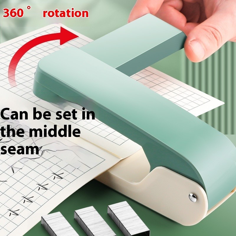 

Fashion Standard Long Stapler 360 Rotatable Stapler Use 24/6 Staples Stapler Office Manual Binding Stapler Bookbinding Supplies