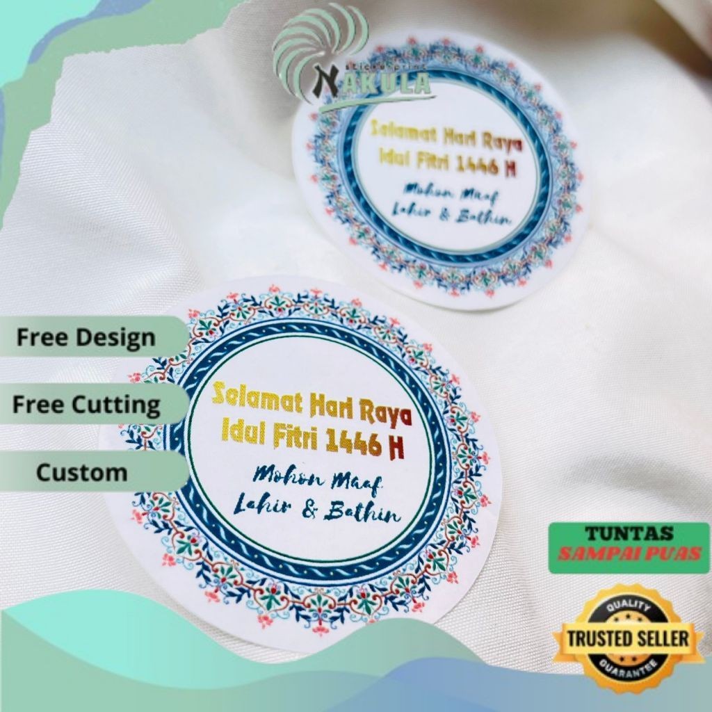

NKL Print Cetak Sticker Label Bulat Idul Fitri Stiker Lebaran Toples Label Kue