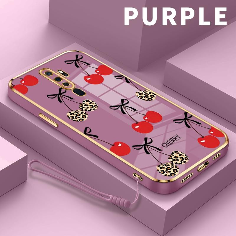 Case For Oppo A9 2020 A8 A83 A91 A92 A93 A94 A95 A96 A96 5G A98 A9x Simple Leopard Cherry Slikon Ele