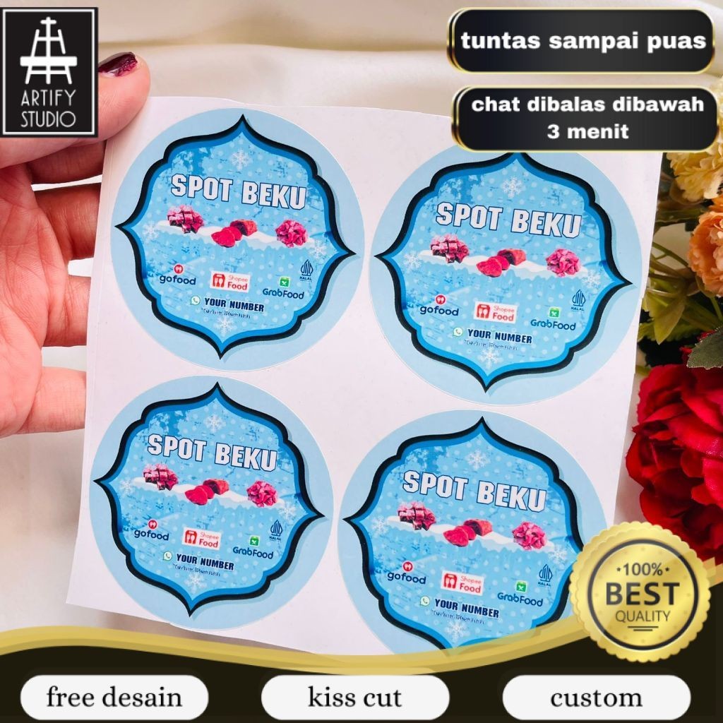

Artify 5-8 Sticker Vinyl Frozen Food Bulat Label Kemasan Makanan Simpan Beku Basah Uk.Sedang