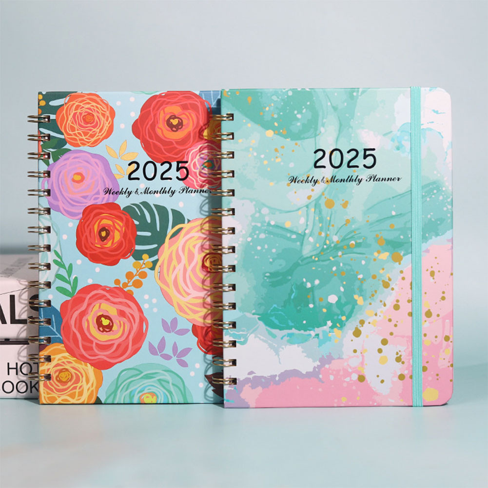 

2025 Whole Year A5 Journal Notebook Spiral Bound Yearly Week Planner Daily Diary Calendar Time Organizer Goals Setting Schedule