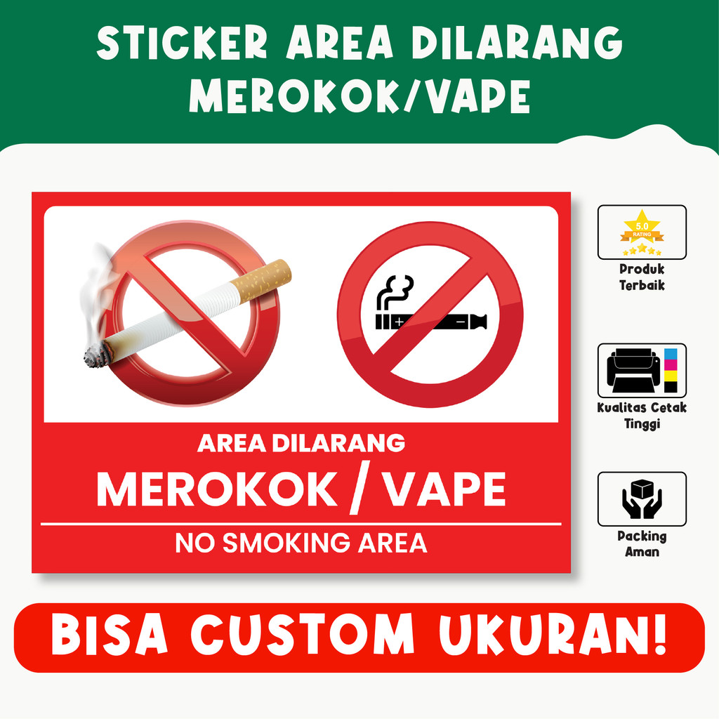 

Sticker Stiker Dilarang Merokok Vape No Smoking Area
