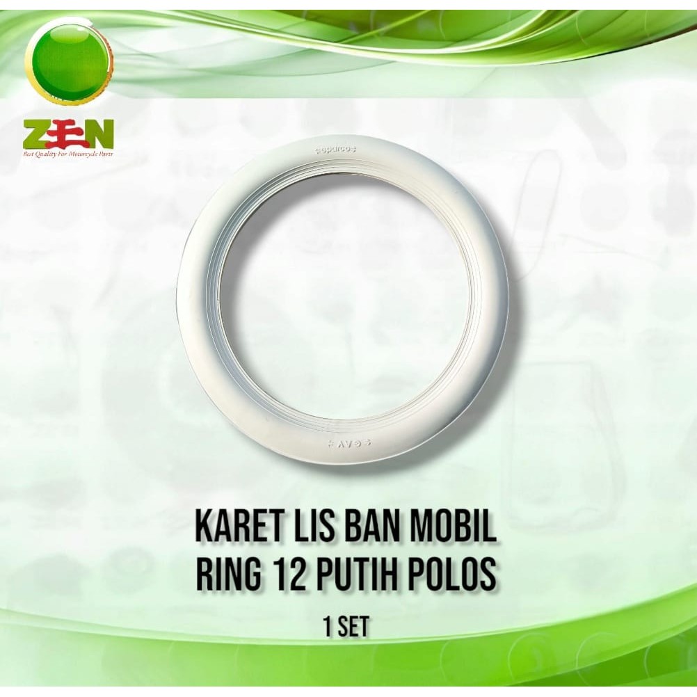 Lis ban MOBIL RING 12 Putih Polos KARET LIS BAN WHITE WALL WHELLS HQ Special Rubber (1SET 4 BUAH}