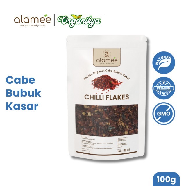 

Cabe Bubuk Kasar Chilli Flakes Cabai Bumbu Dapur Masak Organik Rempah Rimpang Murni Seasoning 100g organikya