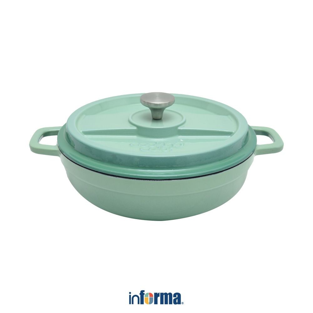 Informa Cooking Color 30 cm Knox Panci Casserole Cast Iron Low - Hijau Panci Wajan Periuk Kuali Peng