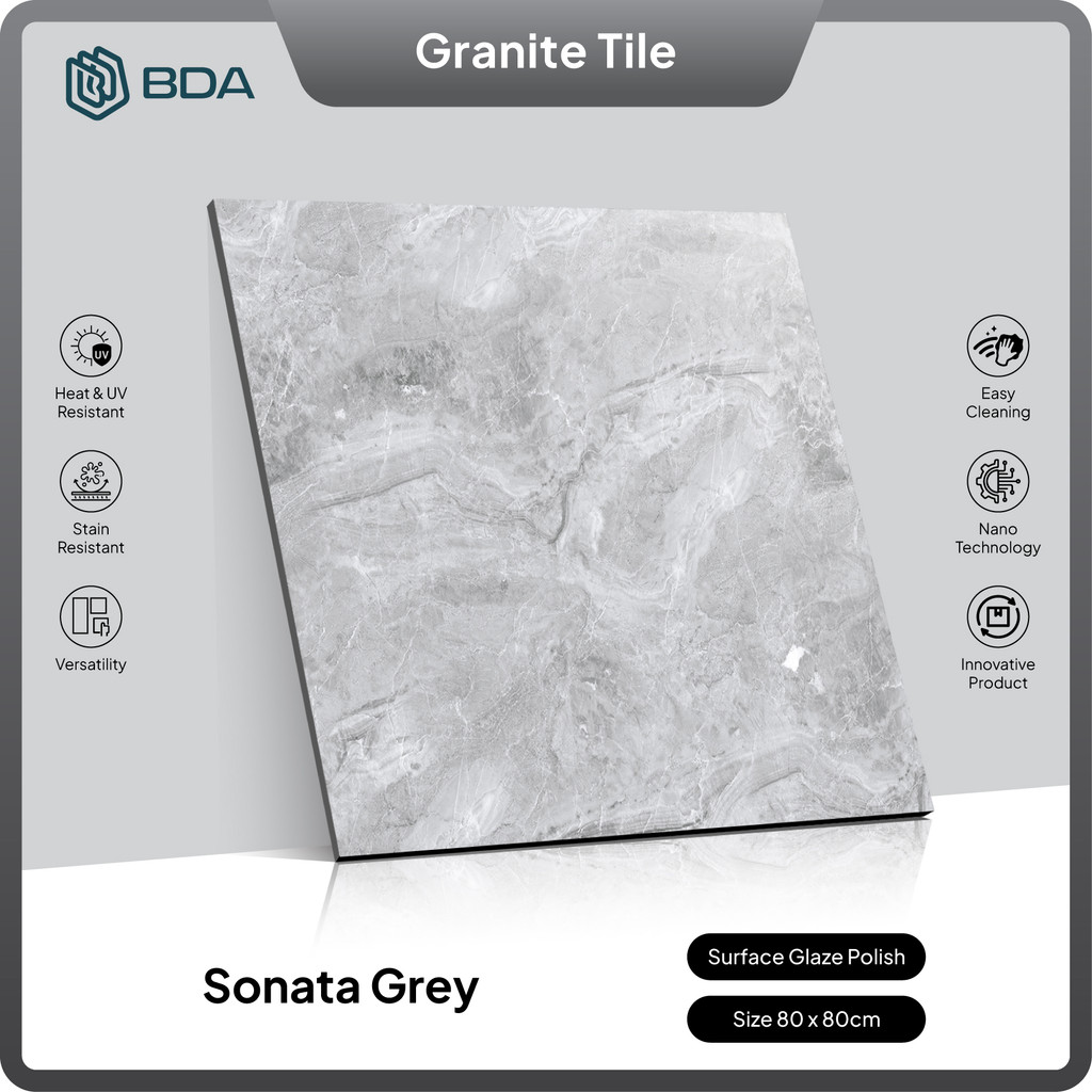 BDA Granite Tile Granit 80x80 Keramik 80x80 Keramik Lantai 80x80 Keramik Dinding Abu Sonata Grey