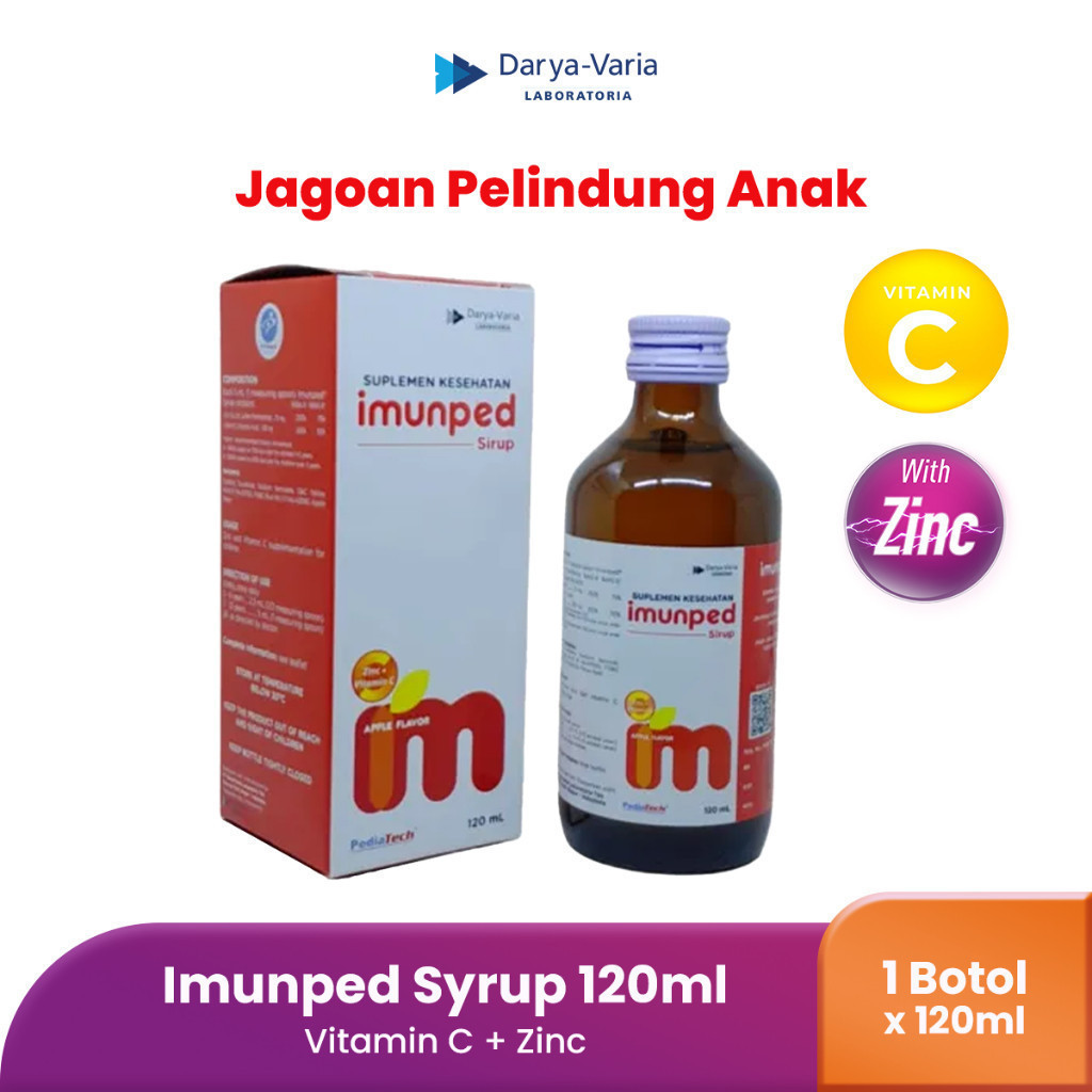 Imunped Sirup 120ml - Suplemen Anak dengan Vitamin C & Zinc untuk Memelihara Kesehatan dan Imunitas 