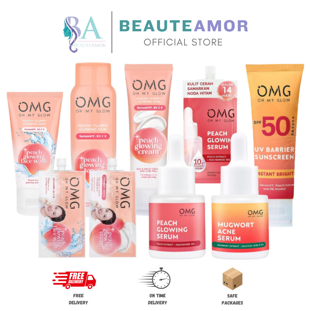 BEAUTEAMOR - OMG OH MY GLOW Peach Glowing Skincare Series | UV Barrier Sunscreen SPF50 PA++++ | Pera