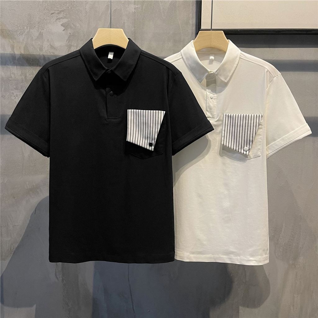 Kaos Lengan Pendek Pullover Premium Pria Saku Bergaris Polo