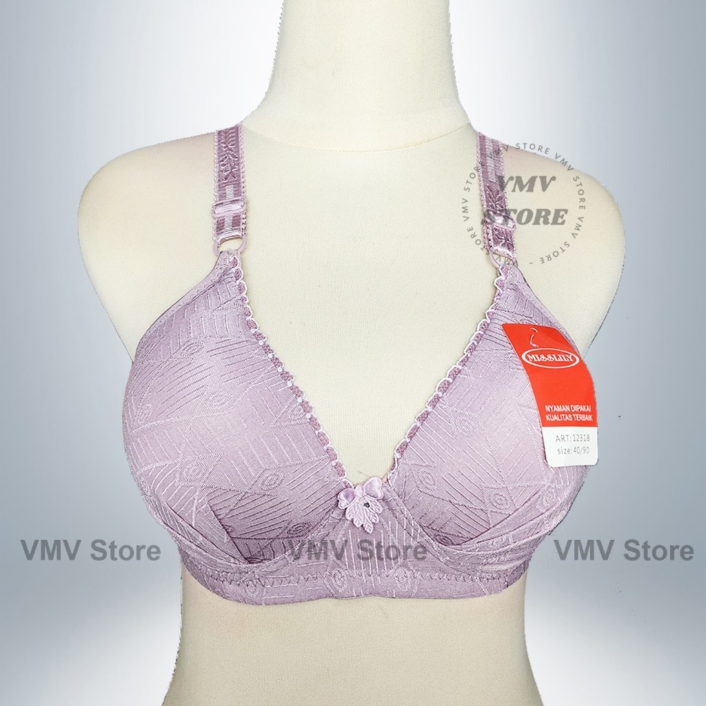 Bh Tanpa Kawat Misslily 12318 Cup B Besar Bh Wanita Kait 3 Embossed Cantik