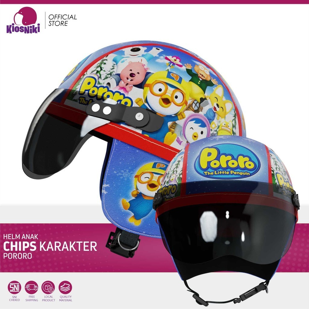 Helm Anak 1 - 5 Tahun Pororo / Helm Anak Laki Laki / Helm Anak Perempuan / Helm Anak Karakter Kartun