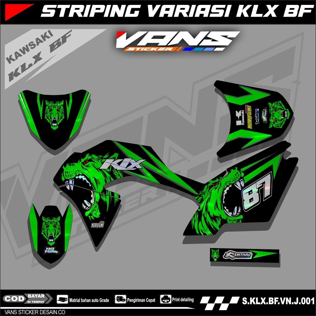 Sticker striping motor klx 150 bf,se,g ,lis variasi motor klx