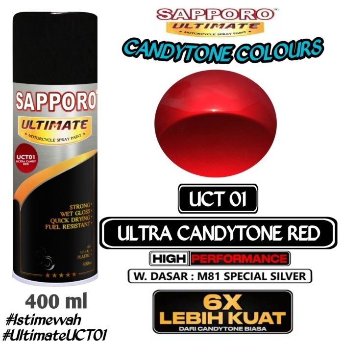 

UCT01 ULTRA CANDY RED SAPPORO ULTIMATE 400ml Cat Semprot Pylok Pilok