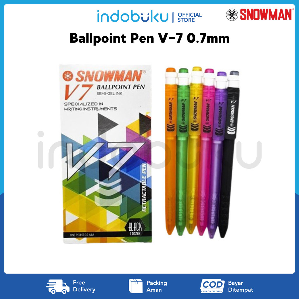 

Ballpoint Pen V-7 Snowman 0.7mm / Pulpen V-7 Snowman 0.7mm (1Pack Isi 12Pcs)