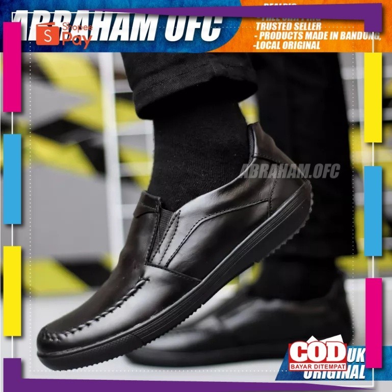 UKURAN SIZE 37 38 39 40 41 42 43 44 45 / ABRAHAM WILD Sepatu Formal Pantofel Pria Kulit Asli