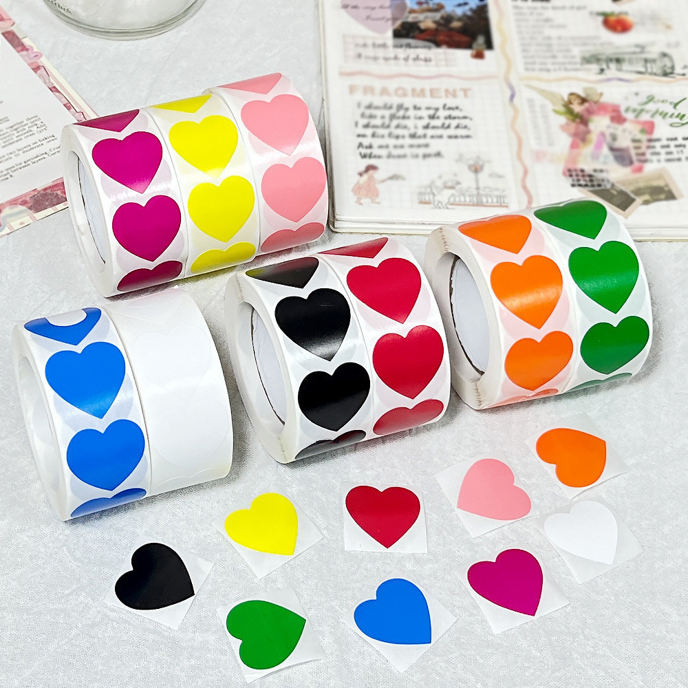 

[HARU] Heart Shape Sticker Roll Warna Warni Stiker Gulungan