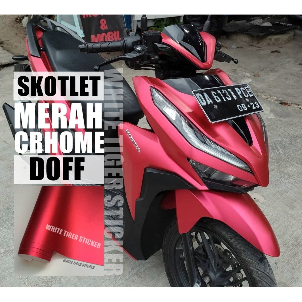 SKOTLET STIKER MOTOR MERAH DOF SKOTLET MERAH MPM DOFF STIKER MERAH DOP SCOTLITE MERAH DOF HARGA PROM