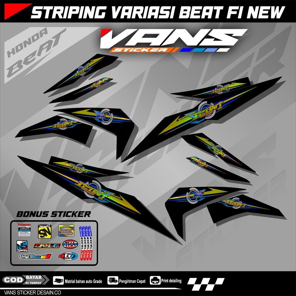 Striping Beat Fi Esp,beat street,Beat Fi New  2017 2018 2019 2020  bahan hologram pelangi,chrome-Sti