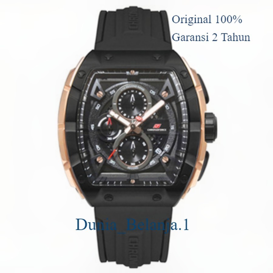 Original 100% Jam tangan pria Chronoforce CF5336MR Black + Free Tali CF5336 Garansi resmi 2 Tahun