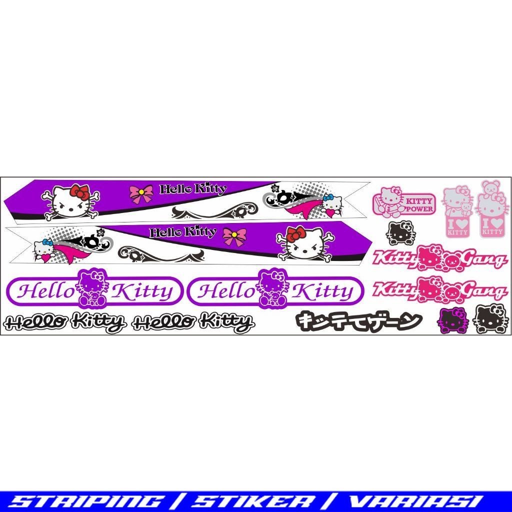 STIKER BIKE / STRIPING SEPEDA ANAK VARIASI MOTIF HELLO KITTY VARIASI STIKER SEPEDAH SEPEDA