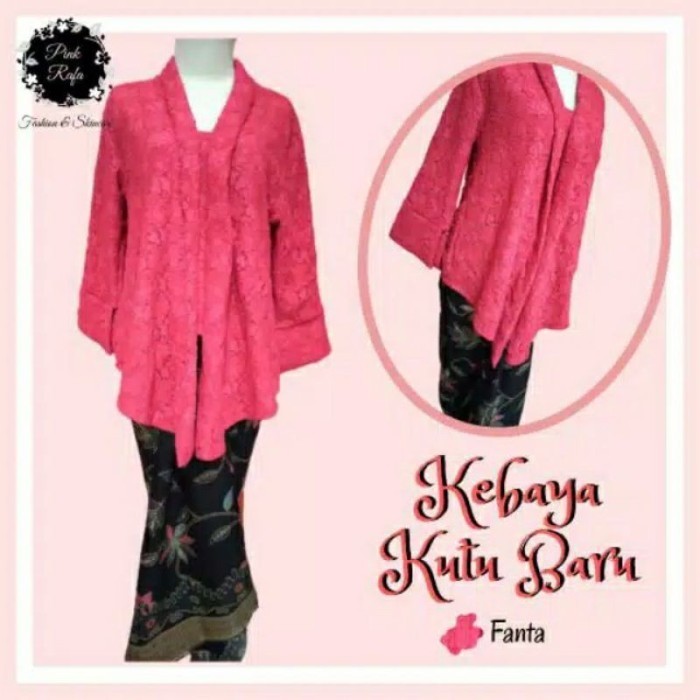 

Kebaya set floy kutubaru bahan brukat atau polos - moca, Atasan aja