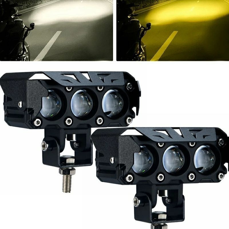 12Volt / 24Volt Lampu Sorot Laser D2 D3 SQL 3 Mata Lampu Tembak Laser 2 Warna Putih Kuning 12V 24V 1
