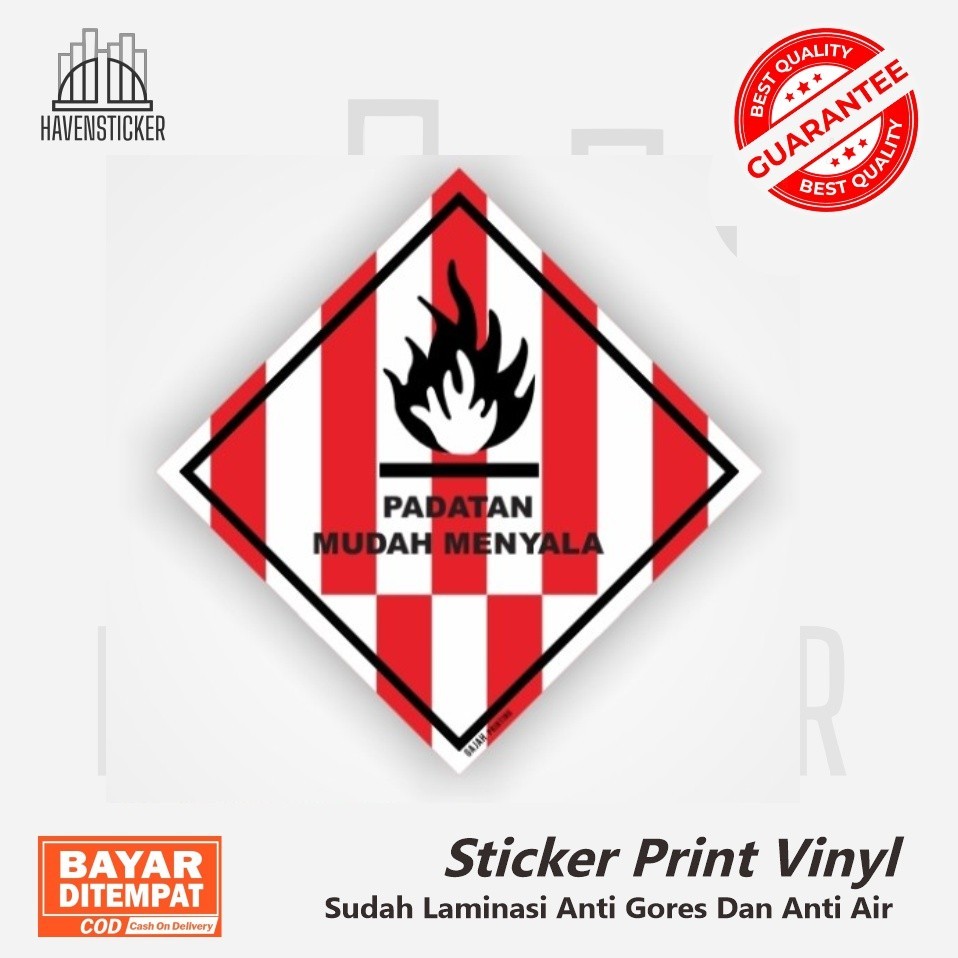 

Stiker Safety Vinyl print K3 Simbol Limbah B3 Padatan Mudah Menyala sudah laminasi anti air