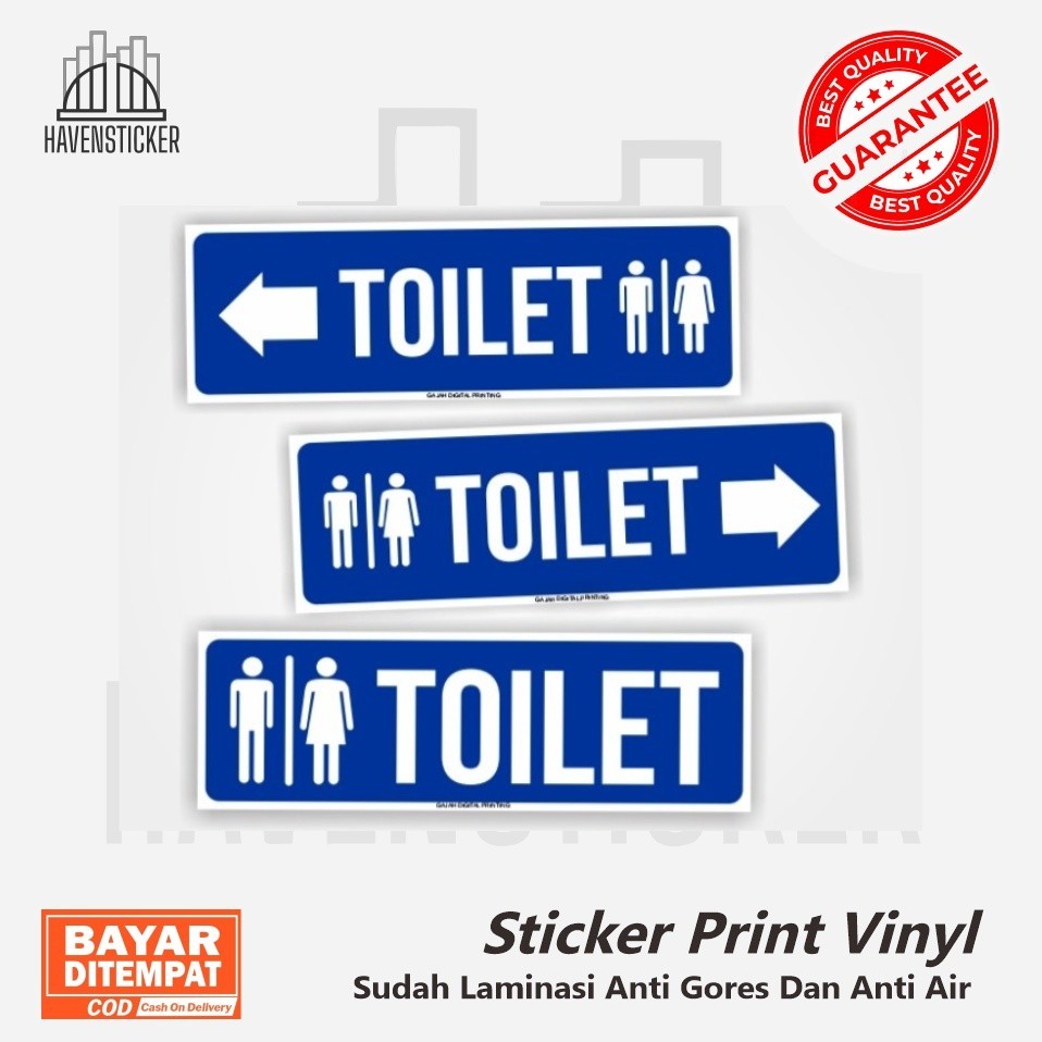 

stiker label sign toilet Sticker print vinyl laminasi glossy