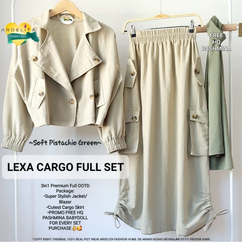PROMO FREE HQ PASHMINA> LEXA SET PREMIUM 3IN1 REAL PICT ORIGINAL BY ARDELITA FASHION HIJAB BAJU SETE